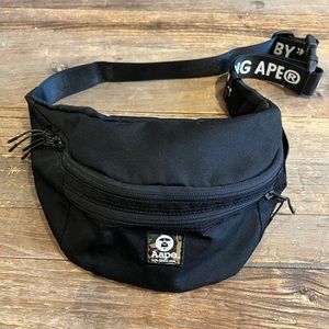 Like New BAPE (A Bathing Ape) waist bag black with camouflage logo